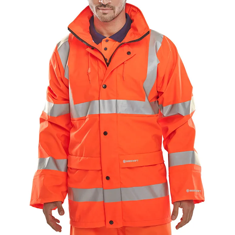 Beeswift Hi-Vis PU Jacket — Orange